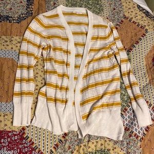 Maurice’s yellow and white striped cardigan